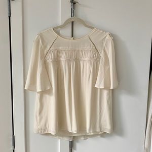 Loft White Short Sleeve Blouse Size Small